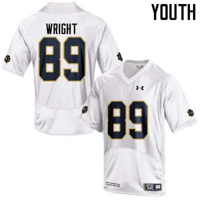 Notre Dame Fighting Irish Youth Brock Wright #89 White Under Armour Authentic Stitched College NCAA Football Jersey IVR4399PM